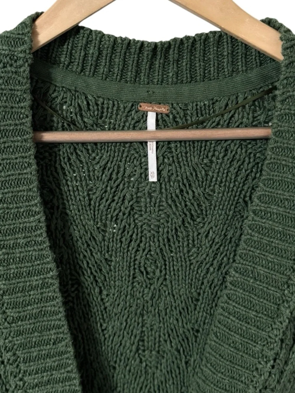 FREE PEOPLE Montana Green Cable Knit Button Up Cardigan Sweater